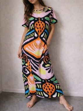Sheridan French Abstract Mod Maxi Dress XS Art Girl‎ Statement